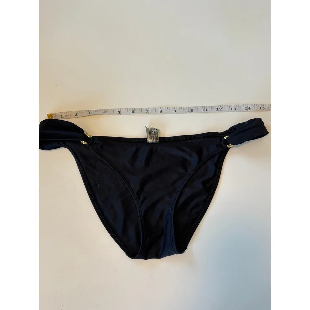 Despi‎ Bikini Set Black Size M Gold Ring Halter Brazilian Luxury
